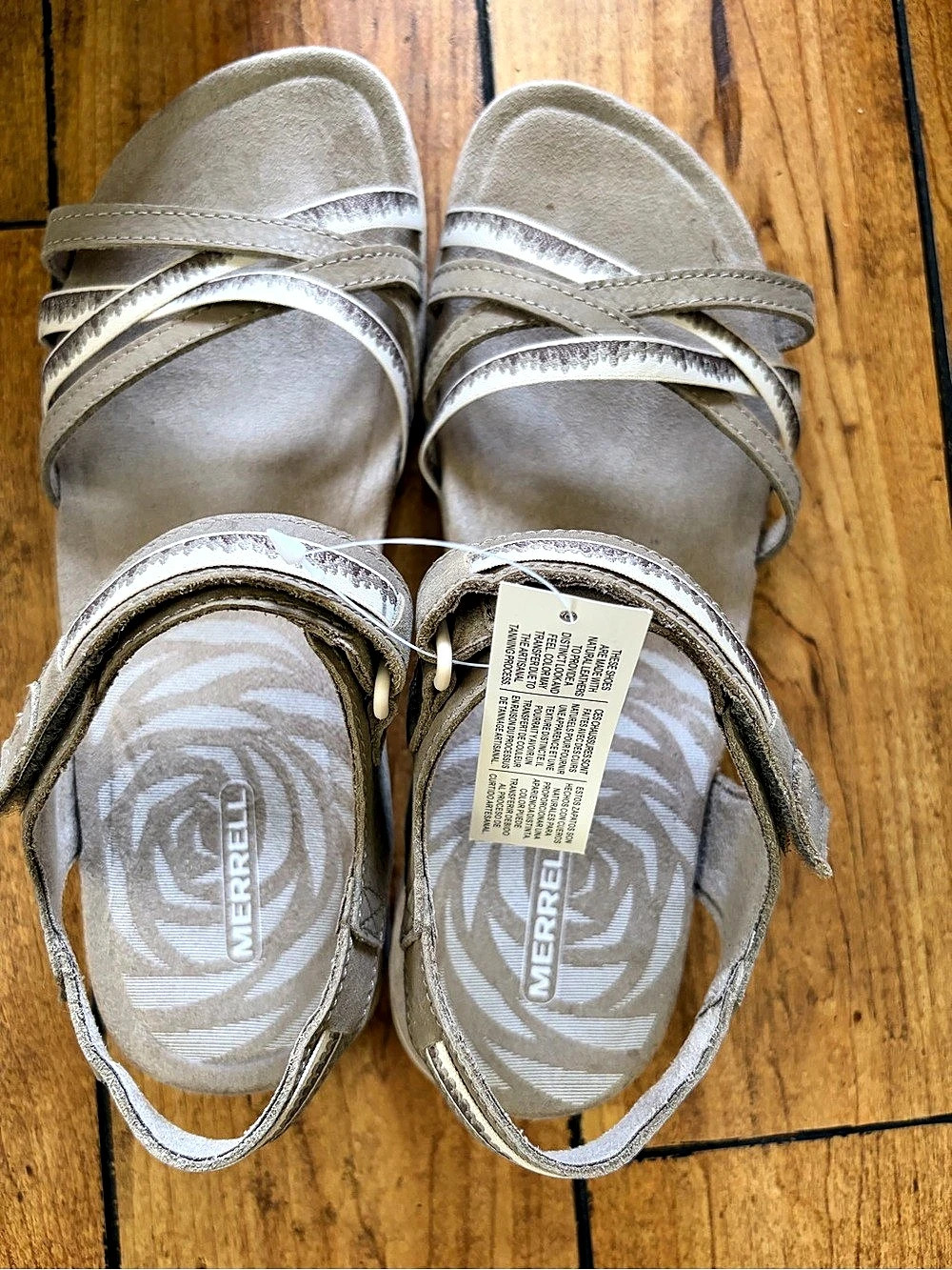 Merrell Terran 3 Cush Cross Strappy Sandals Gray & White US 9 M